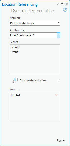 Dynamic Segmentation pane after a route is selected