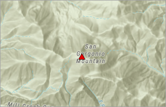 San Gorgonio Mountain marked by a triangle symbol.