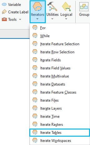 Adding the Iterate Tables tool