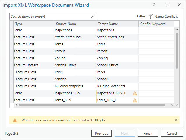 Import XML Workspace Document page 1 of 2
