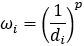 Fórmula de ponderación 3D IDW