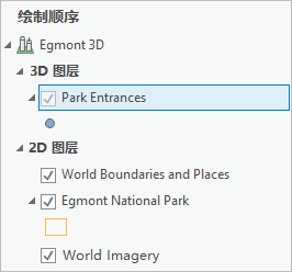 包含 Park Entrances 图层的内容窗格