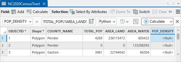 属性表视图中的“计算字段”工具栏 属性表视图中的“计算字段”工具栏