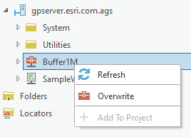 Overwrite a geoprocessing service Overwrite a geoprocessing service