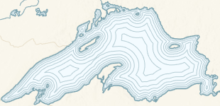 "Oberer See" symbolisiert durch ein Polygonsymbol, das mehrere Strichsymbol-Layer mit jeweils einem angewendeten Versatz-Symboleffekt enthält