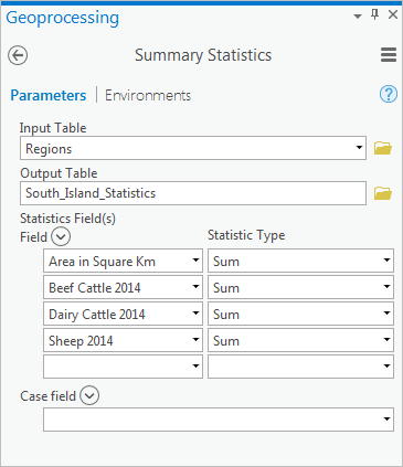 Werkzeug "Summenstatistik"