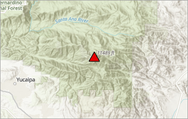 San Gorgonio Mountain markiert mit einer dreieckigen Grafik auf der Karte