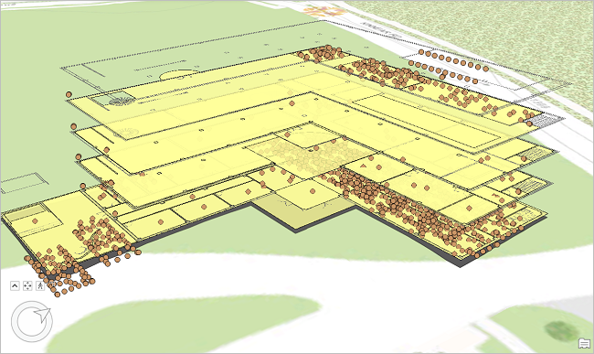 Ein Grundriss-Dataset, das in einer ArcGIS Pro-Szene dargestellt wurde