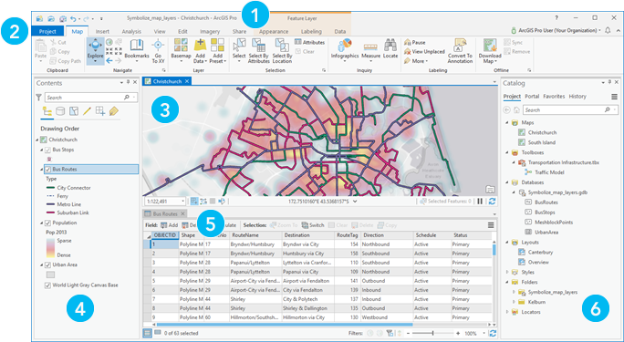 ArcGIS Pro-Benutzeroberfläche