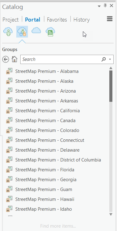 Verfügbare mobile Kartenpakete in der Gruppe "StreetMap Premium for Desktop – North America"