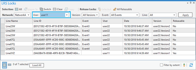 LRS Locks table with filtering