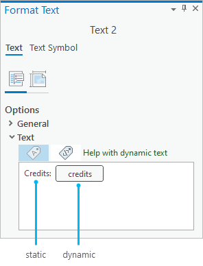 Bereich "Text formatieren" mit dynamischem Text