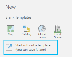 Liste leerer Vorlagen auf der Startseite von ArcGIS Pro