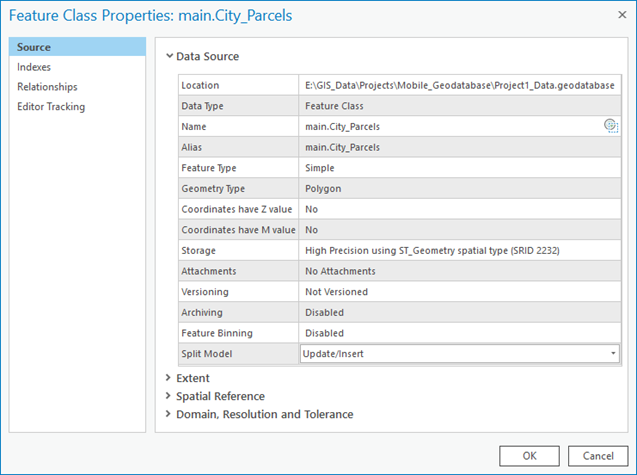 Feature-Class-Eigenschaften in einer mobilen Geodatabase