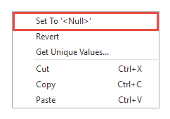 Auf "<NULL>" festlegen