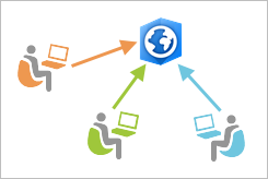 Diagramm mehrerer Benutzer, die auf ein Netzwerkprojekt zugreifen