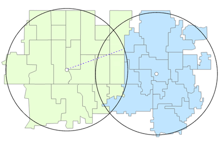 Maximaler Gebietsradius