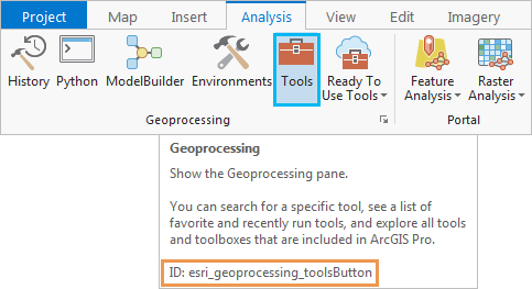 Befehls-ID, die im ScreenTip für die Schaltfläche "Werkzeuge" auf der Registerkarte "Analyse" angezeigt wird