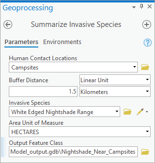 Geoverarbeitungswerkzeug "Summarize Invasive Species"