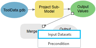 Festlegen des Parameters "Eingabe-Datasets" im Werkzeug "Zusammenführen (Merge)"