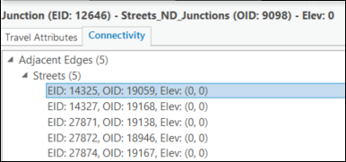 Die Element-ID und die Quell-Feature-Class-ID, die mit dem benachbarten Straßenelement verknüpft sind