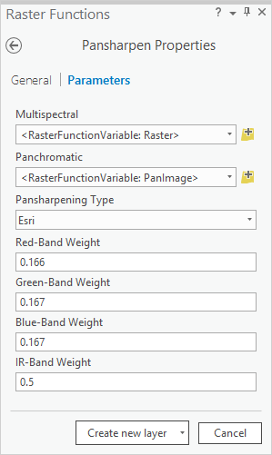 Pansharpen-Parameter