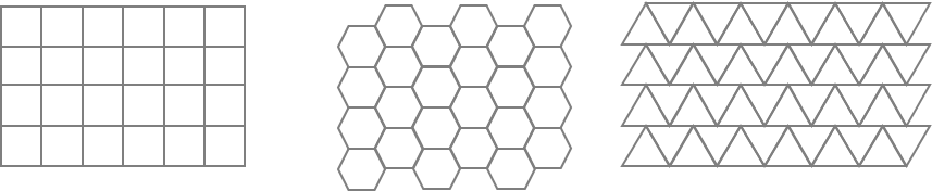 Mosaikieren von Quadraten, Hexagonen oder Dreiecken