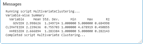 Meldungsfenster für multivariate Cluster-Bildung