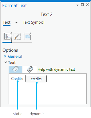 Bereich "Text formatieren" mit dynamischem Text