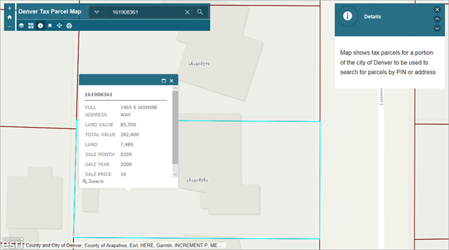 Benutzerdefinierte Locator-Ergebnisse in einer Steuerflurstück-Webanwendung