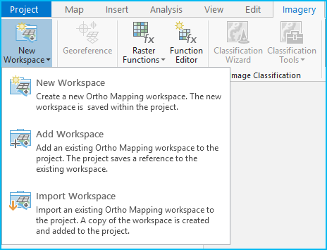 Schaltfläche "Neuer Workspace" auf der Registerkarte "Bilddaten"