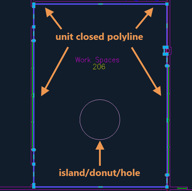 AutoCAD-Beispiel für eine Insel, einen Kreisring oder ein Loch