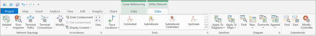 Gruppen auf der Registerkarte "Daten" unter dem Menüband "Utility Network"