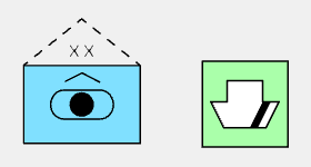 Visuelles Beispiel von zwei Wörterbuchsymbolen, wobei alle Konfigurationen aktiviert sind