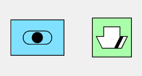 Visuelles Beispiel von zwei Wörterbuchsymbolen, wobei alle Konfigurationen außer "Modifikatoren" und "Verstärker" aktiviert sind