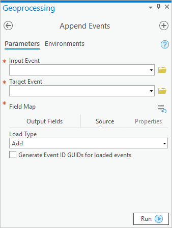 Append Events geoprocessing tool