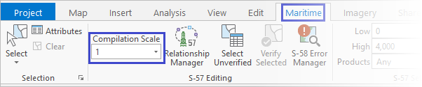 Maritime tab with Compilation Scale drop-down list