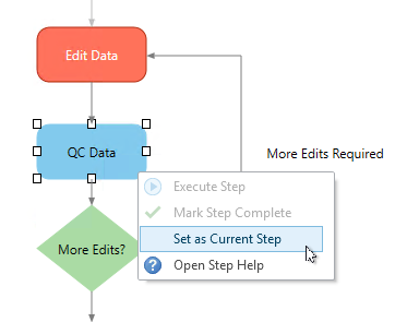 Registerkarte "Workflow" in der Auftragsansicht mit dem Kontextmenü "Schritt"