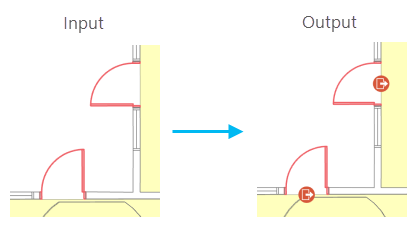 Abbildung für das Werkzeug "Einrichtungszugänge generieren" für einflügelige Türen