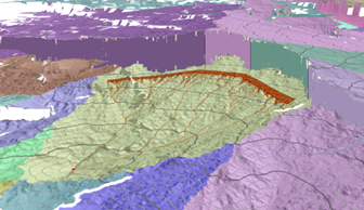 3D-Perspektive des Verlaufs der kostengünstigsten Routen