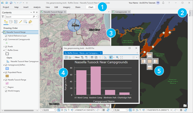 ArcGIS Pro-Bedienoberfläche mit Anpassungen