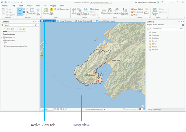 Benutzeroberfläche von ArcGIS Pro