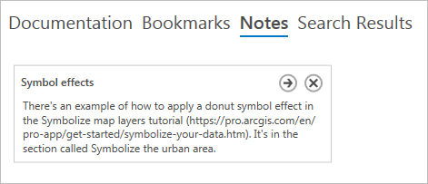 Eine Notiz auf der Registerkarte "Notizen" im ArcGIS Pro-Hilfe-Viewer