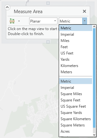 Das Werkzeug "Fläche messen" verwendet Flächeneinheiten.