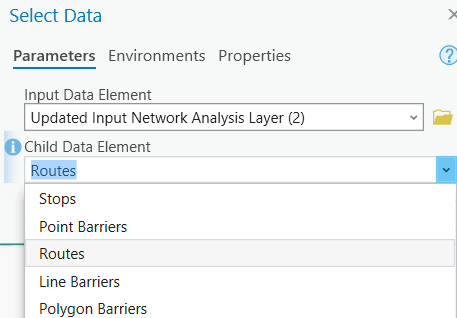 Sublayer im Dropdown-Menü "Child-Datenelement" auswählen