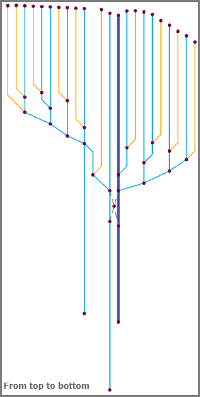 Layout "Entlang der Hauptleitung", "Richtung" auf "Von oben nach unten" festgelegt