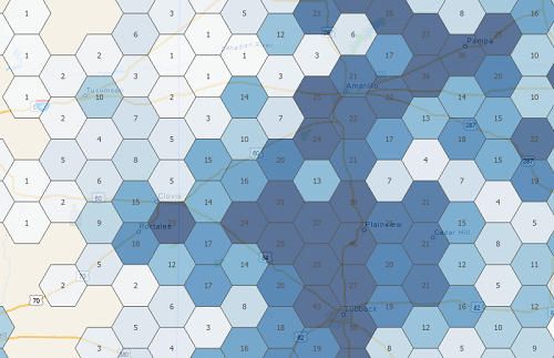 Abschnittsfähiger Feature-Layer "Flaches Sechseck"