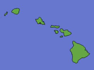 Der US-amerikanische Bundesstaat Hawaii wird oft als Mulipart-Feature dargestellt