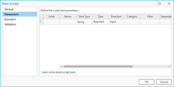 Define the script tool parameters