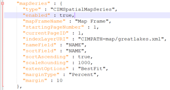 A screenshot of the results of a spatial map series being inserted into a JSON file